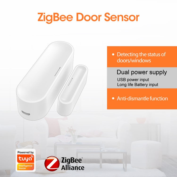 Black or White Zigbee Door Sensor | Smart Window Contact Sensor | HomeKit Compatible
