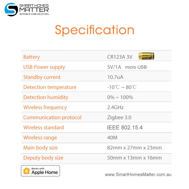 Black or White Zigbee Door Sensor | Smart Window Contact Sensor | HomeKit Compatible