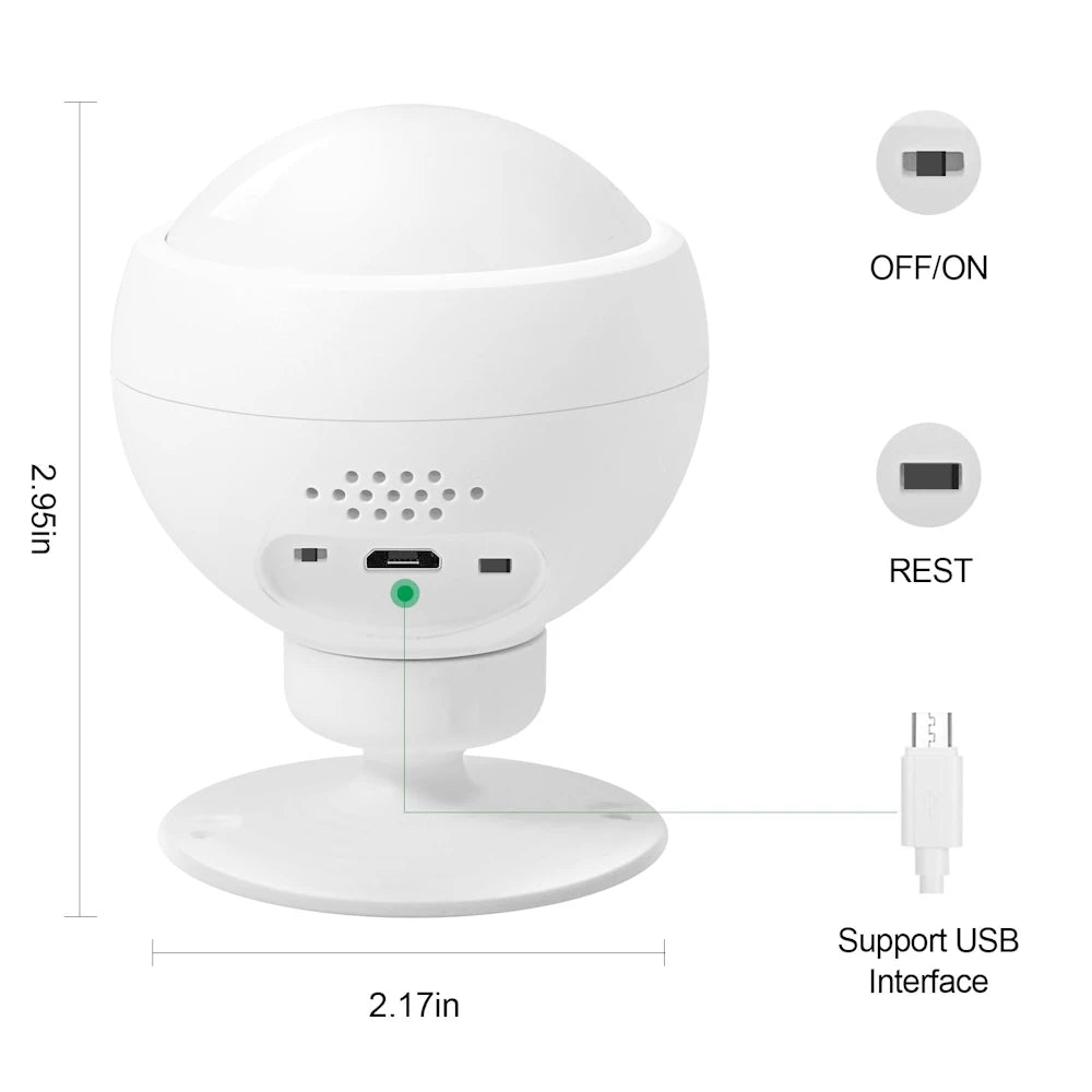 Zigbee PIR rechargeable motion sensor egg shaped