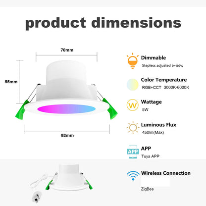 Smart Starter Kit 70mm Zigbee ceiling downlights