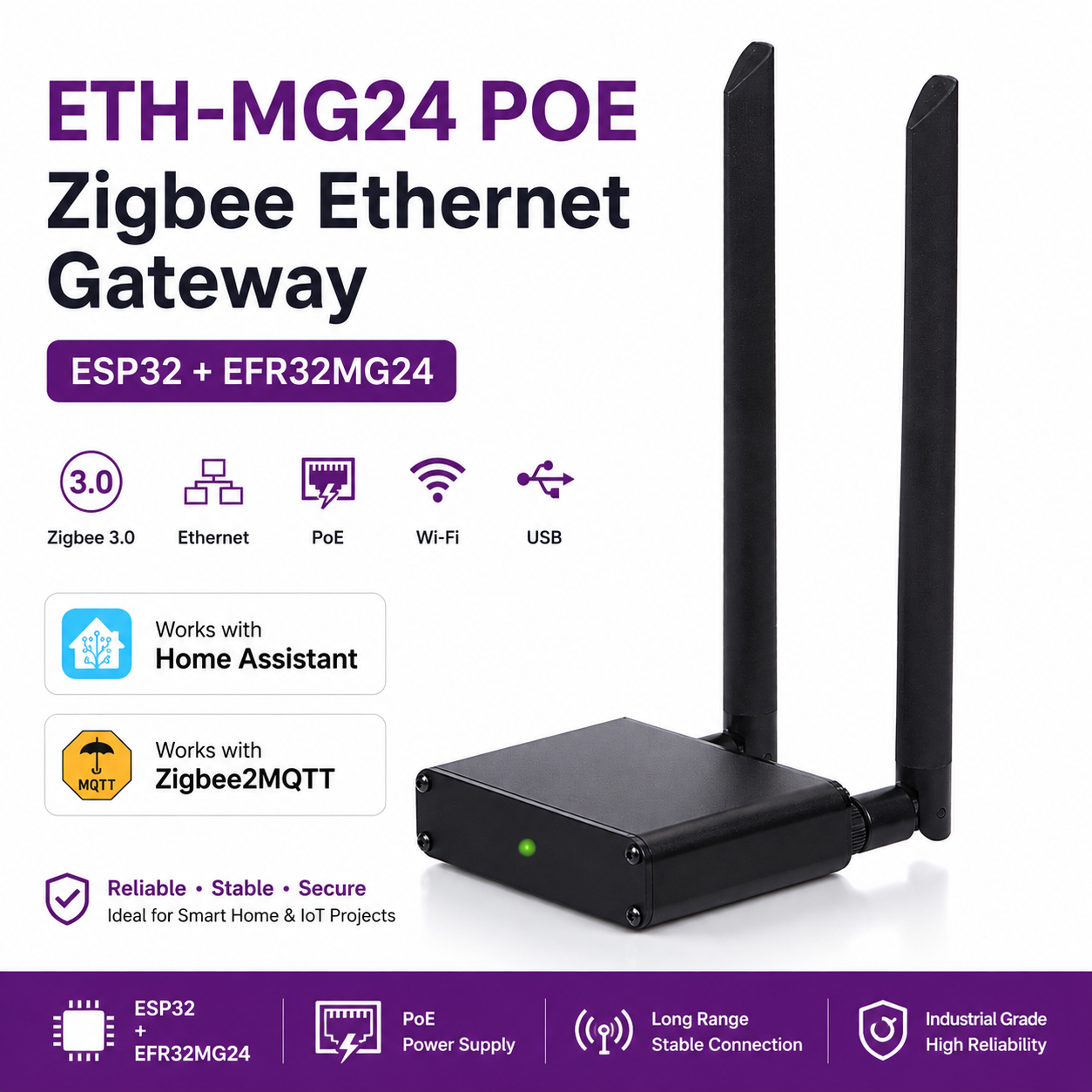 ETH-MG24 PoE Zigbee Coordinator for Home Assistant | EyZEE®